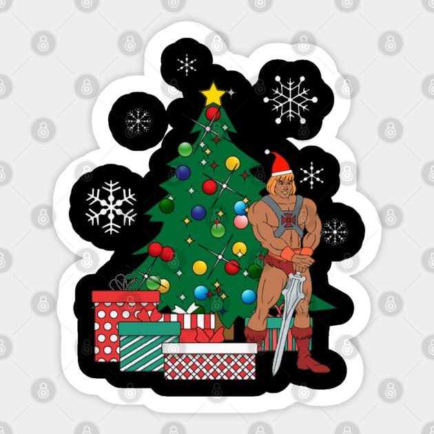 He Man Around The Christmas Tree Sticker by squids_art